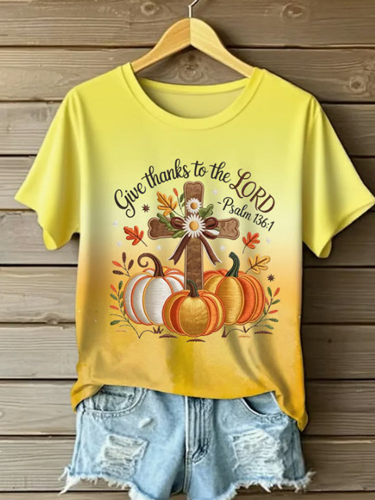 Women's Casual Autumn Pumpkin Print T-shirt artswardrobe