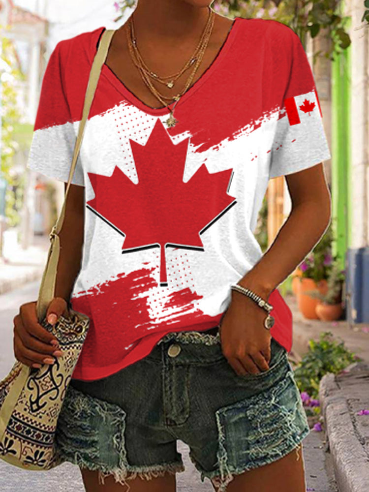 Women's Casual Canadian Maple Leaf Shirt elevenforest