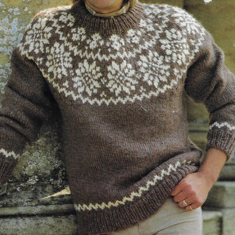 Vintage Icelandic Pattern Cozy Knitted Men's Sweater elevenforest