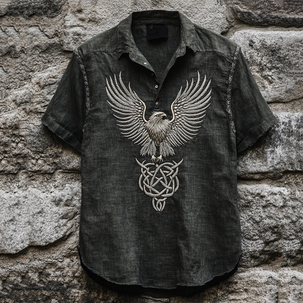 Men's Eagle Totem Celtic Knot Lapel Button Down Shirt artswardrobe