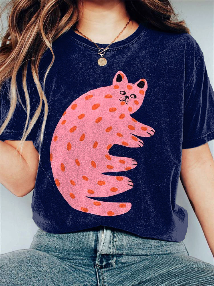 Cute Cat Pattern Short Sleeve T-Shirt elevenforest