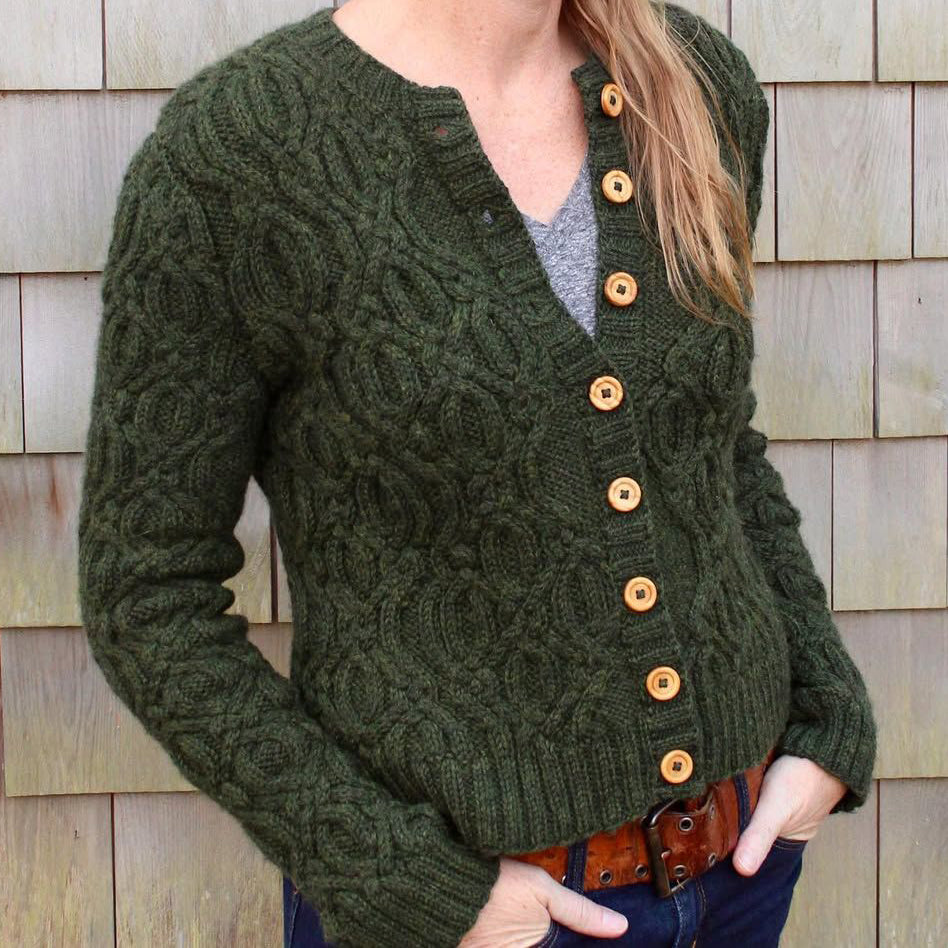 Women's Aran Knit Cozy Cardigan artswardrobe