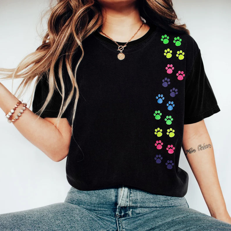 Women's Proud Cat's Paw Art Short Sleeve T-shirt elevenforest