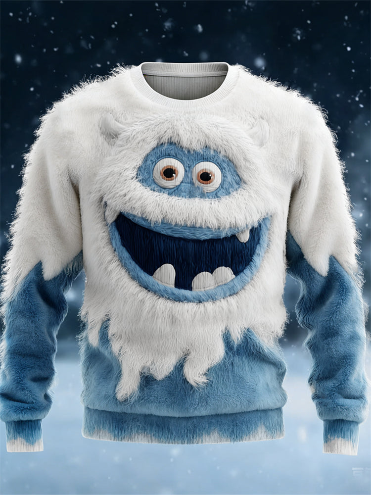 Men's Melting Ice Monster Contrast Cozy Plush Sweatshirt artswardrobe