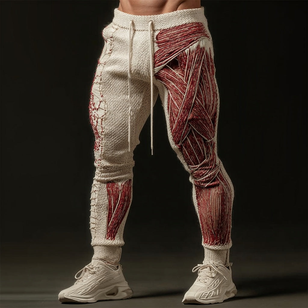 Men's Halloween Muscle Anatomy Art Cozy Knit Sweatpants artswardrobe