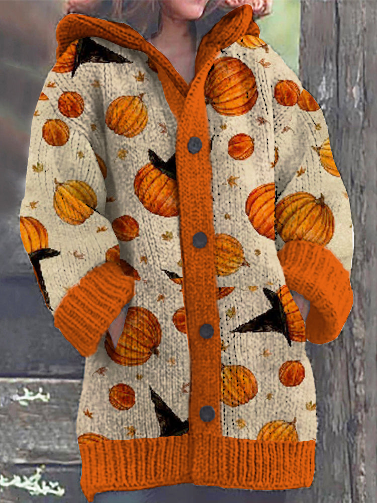 Halloween Cute Pumpkin Ghost Pattern Cardigan Sweater artswardrobe