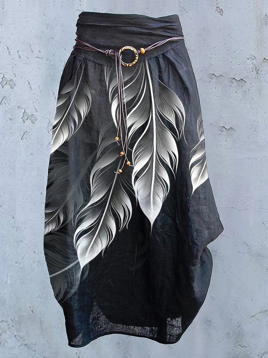 Women's Feather Art Design Casual Skirt
