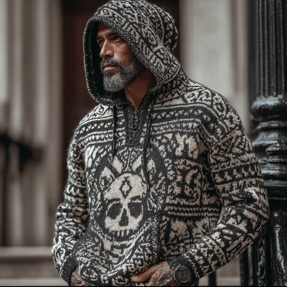 Halloween Gothic Dark Style Hooded Knit Thick Sweater artswardrobe