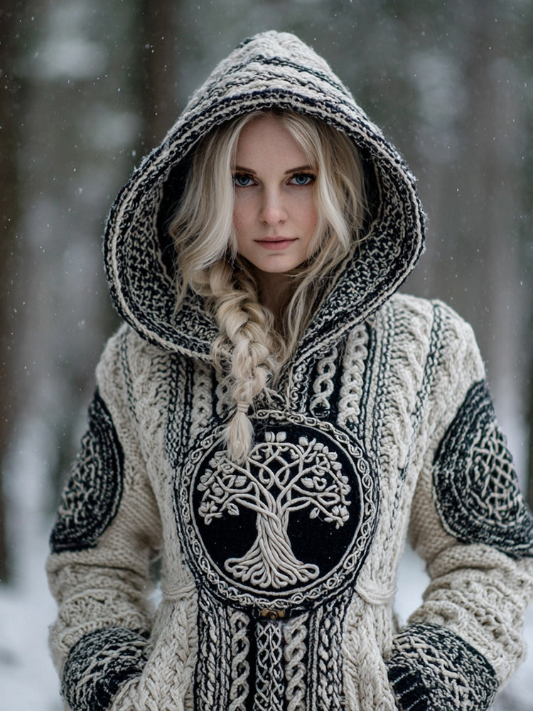 Vintage Viking Tree Of Life Celtic Knot Hooded Sweater artswardrobe