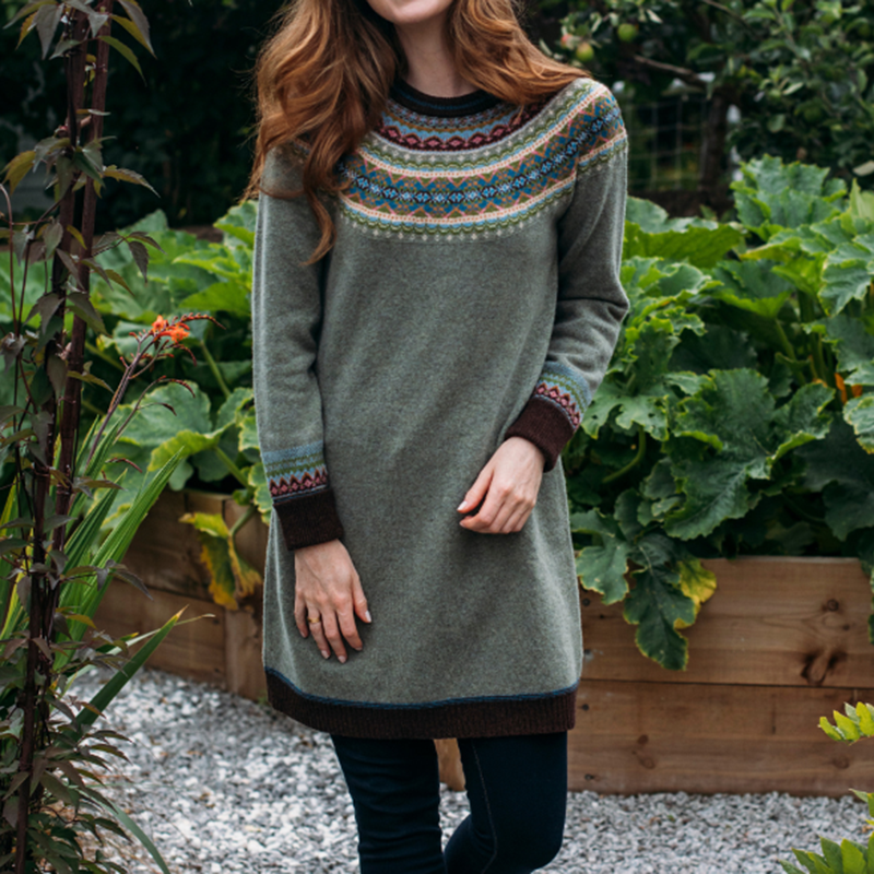 Vintage Fairman Island Tribal Pattern Cozy Sweater Dress elevenforest