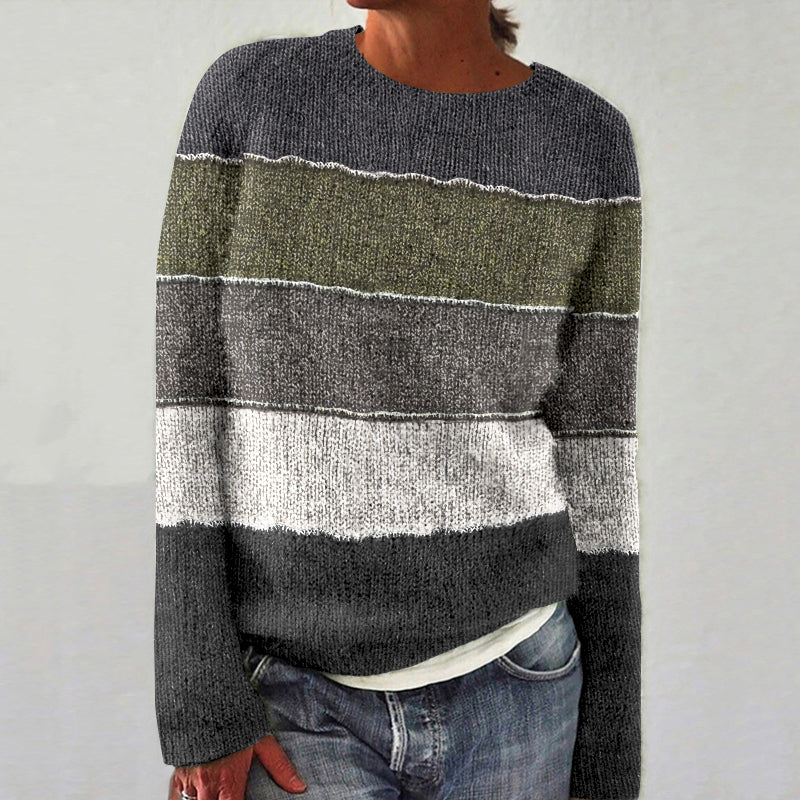 Women's Vintage Colorful Knitted Patchwork Art Sweater elevenforest