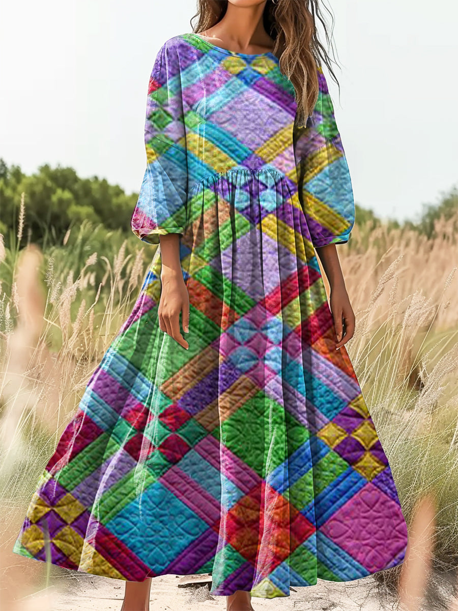 Women's Art Painting Hippie Print Long Sleeve Dress