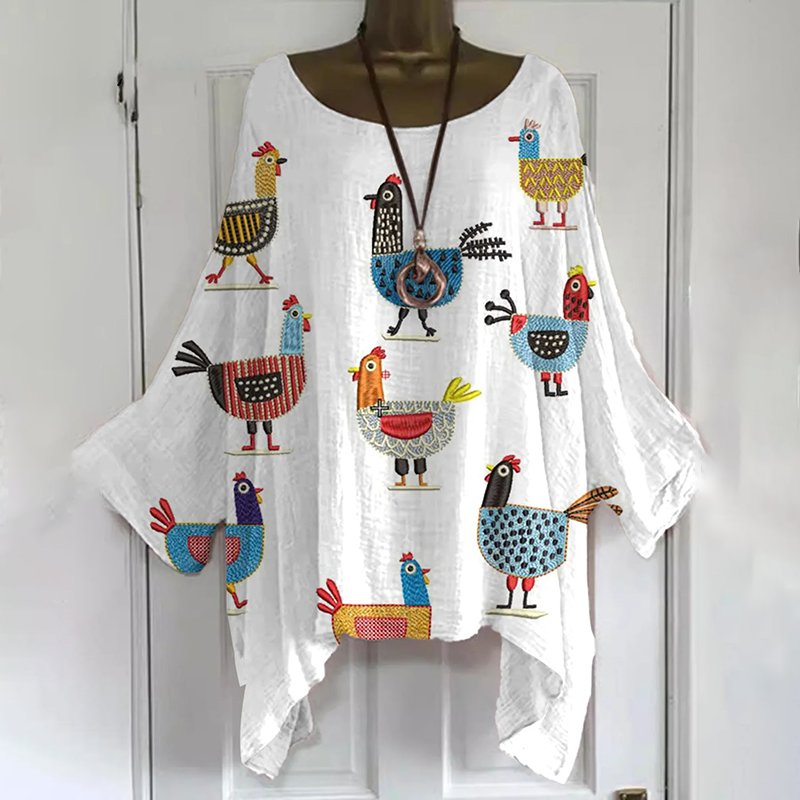 Vintage Funny Chick Art Print Cotton And Linen Casual Shirt artswardrobe