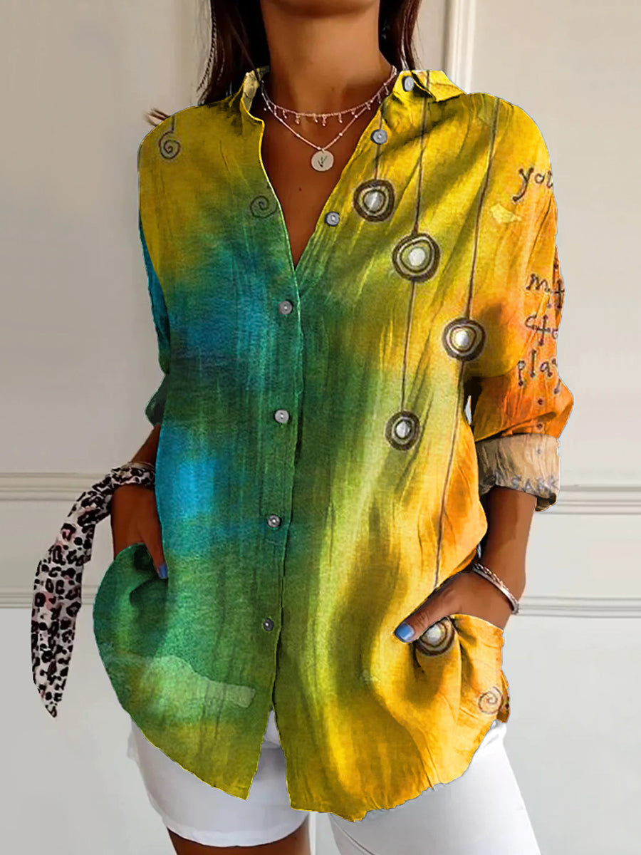 Women's Art Painting Hippie Print Long Sleeve Shirt