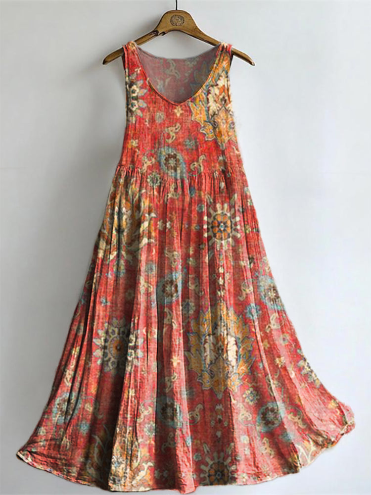 Women's Bohemian Ethnic Totem Art Pattern Print Sleeveless Cotton Pock