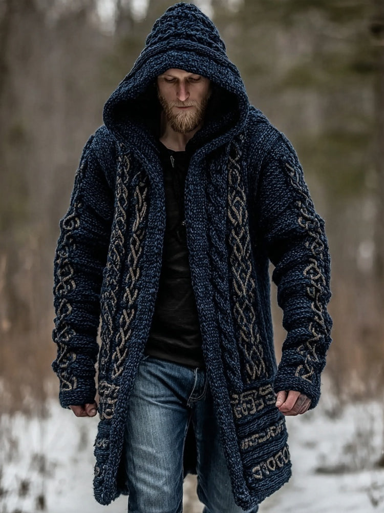Men's Viking Inspired Vintage Chunky Knit Sweater Coat artswardrobe
