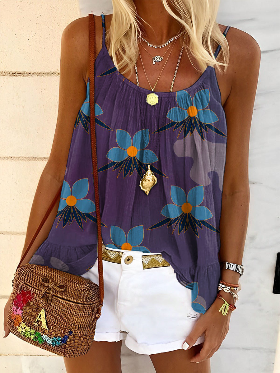 Flowers Retro Pattern Women's Print Tank Top