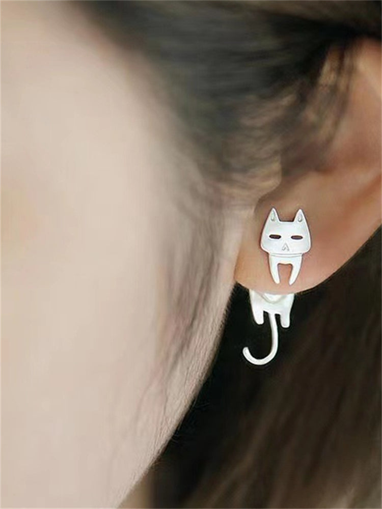 Lovely Cat & Fish Carved Earrings elevenforest