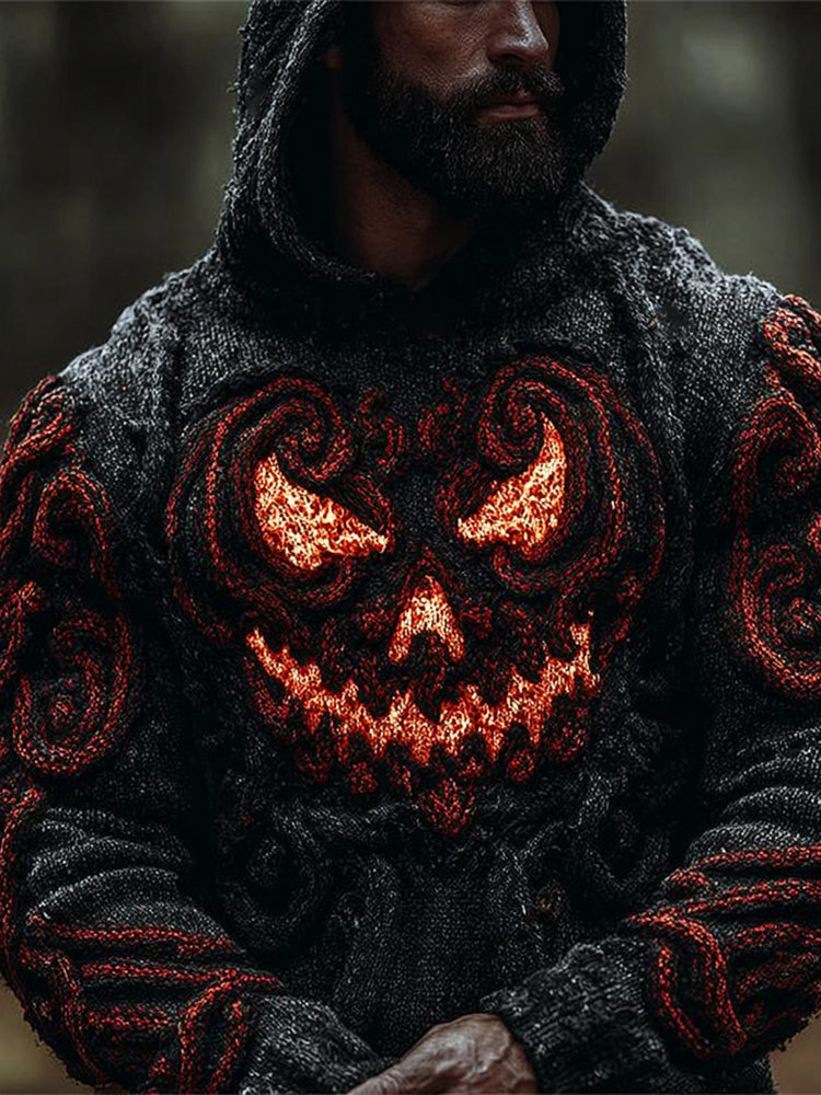 Halloween Spooky Smiley Viking Art Men's Hooded Sweater artswardrobe