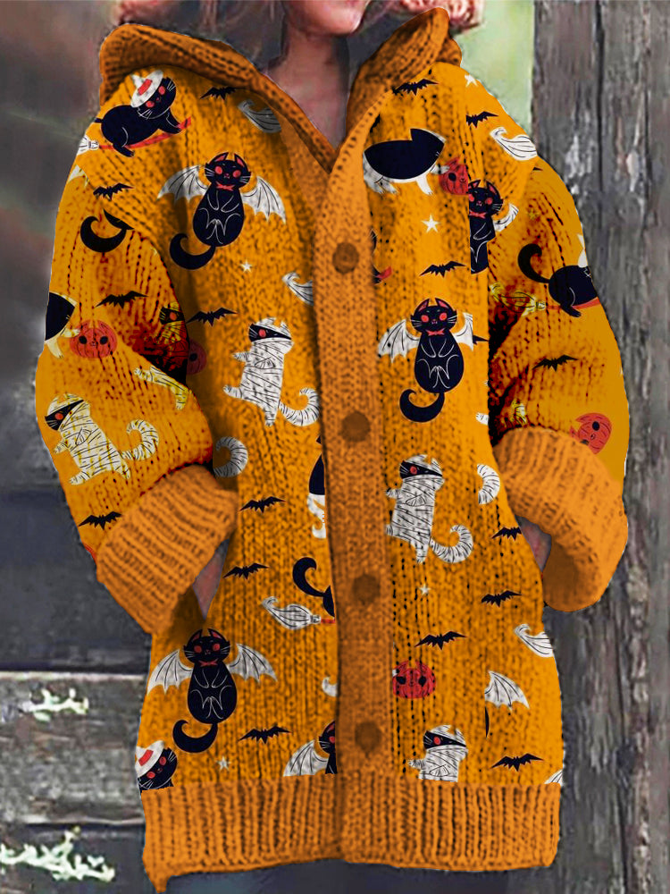 Halloween Black Cats Cardigan Sweater artswardrobe