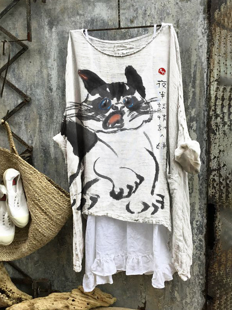 Scaredy Cat Women's Linen Flutter Tunic elevenforest