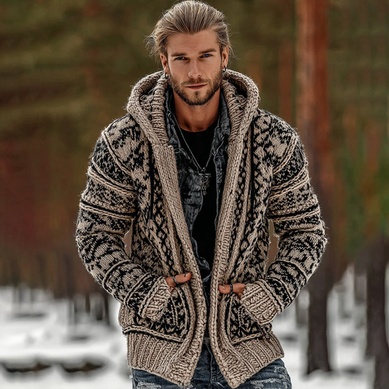 Men's Viking Tribal Art Button Cozy Cardigan Sweater artswardrobe