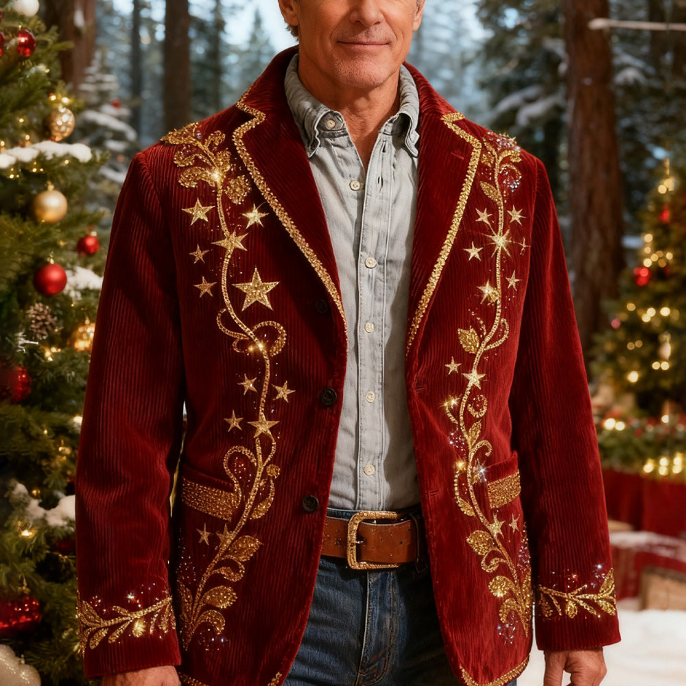 Men's Casual Christmas Print Jacket artswardrobe