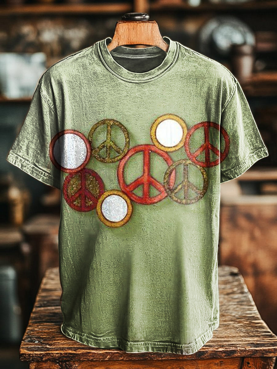 Unisex Hippie Peace Art Print Casaul Short Sleeve T-shirt