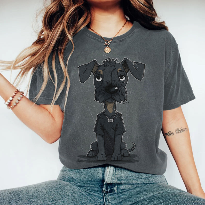 Comstylish Cute Dog Print Crew Neck Short Sleeved T-Shirt