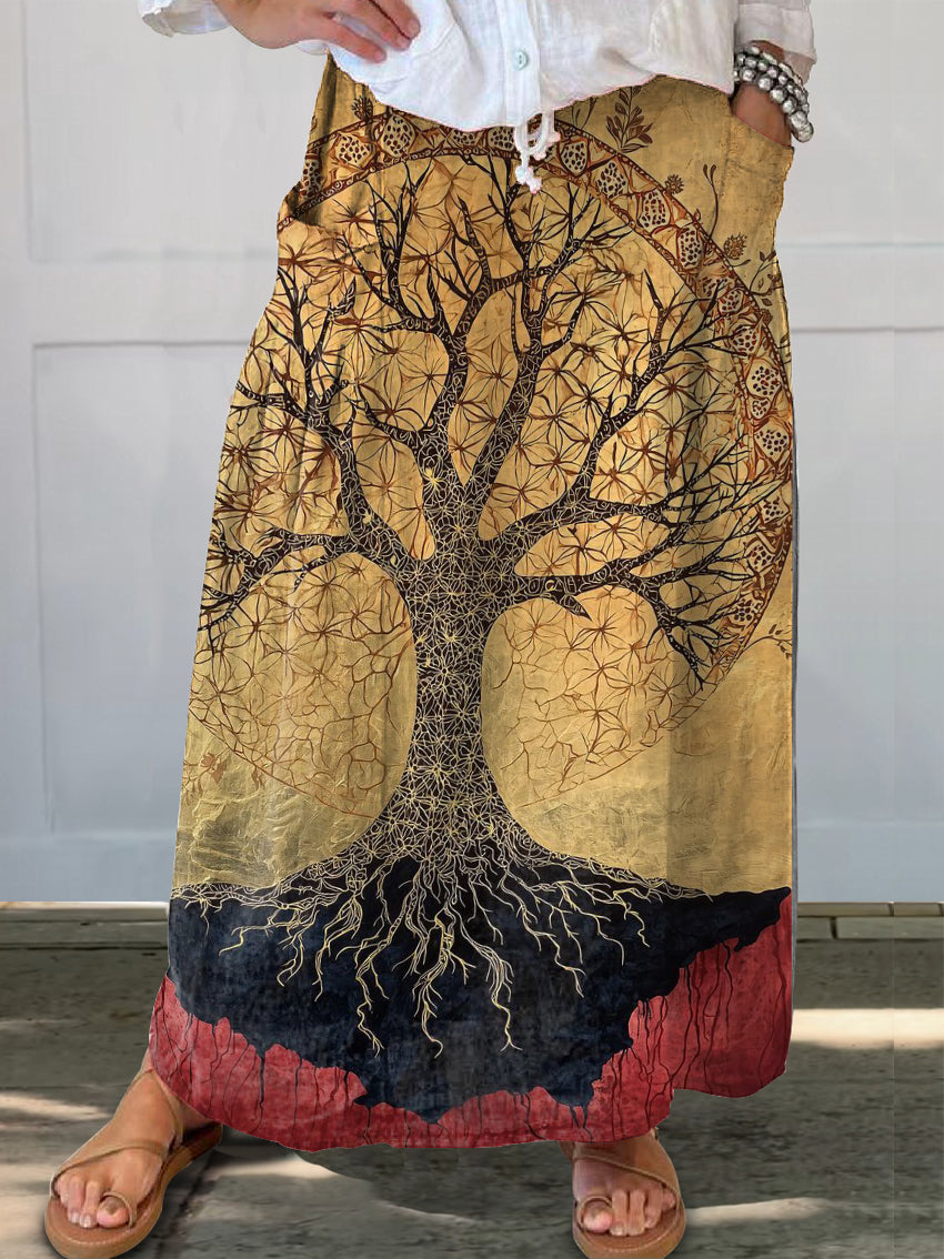 Women's Art Painting Ethnic Style Tree of Life Retro Print Skirt