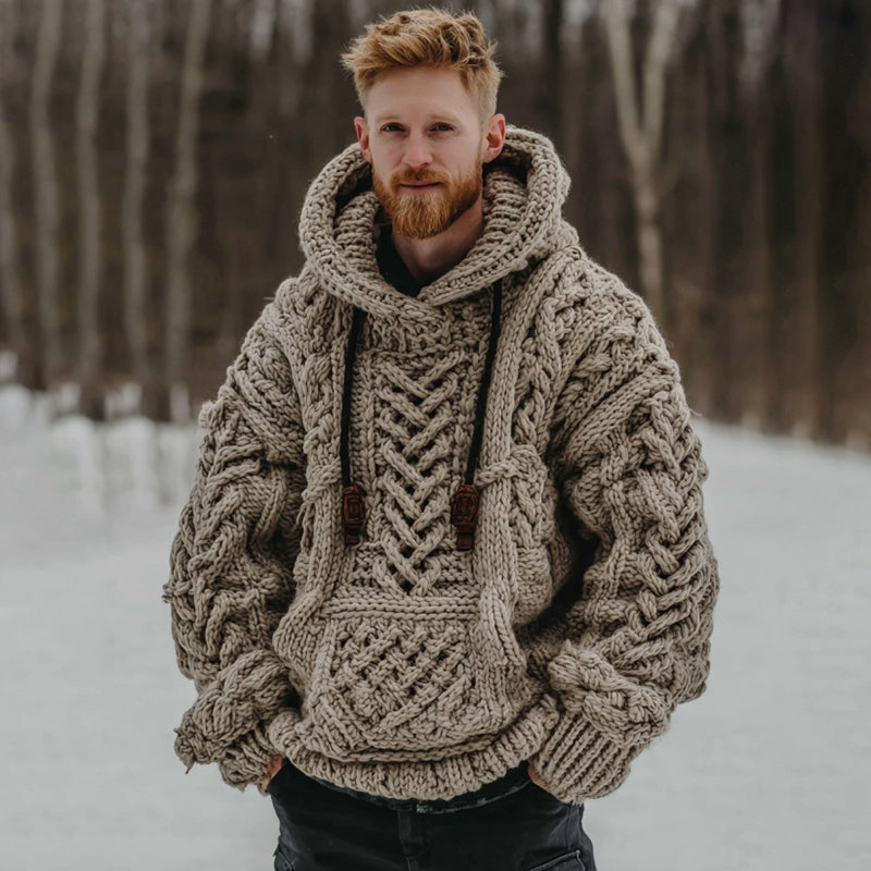 Men's Viking Celtic Knot Geometry Cozy Casual Hooded Sweater artswardrobe