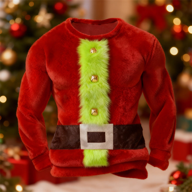 Comstylish Men's Christmas Monster Santa Claus Cozy Plush Sweatshirt