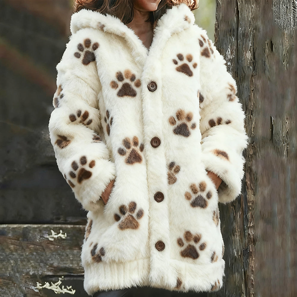 Comstylish Cute Cat Paw Print Warm Cardigan Sweater