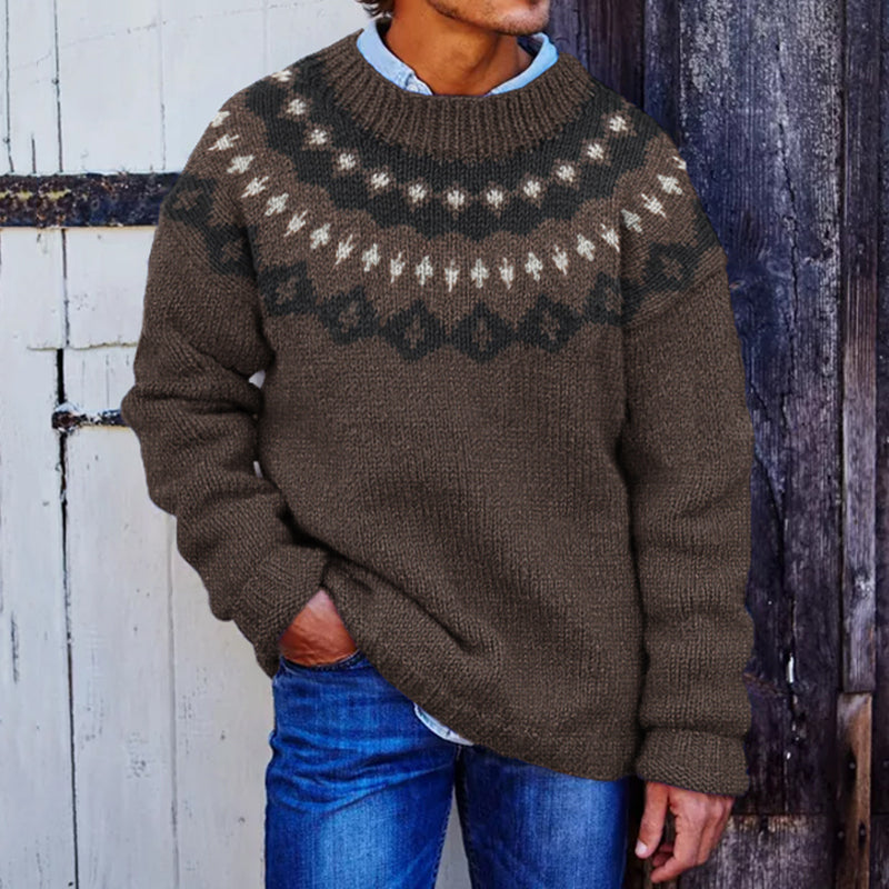 Icelandic Ethnic Print Knitted Pullover Sweater elevenforest