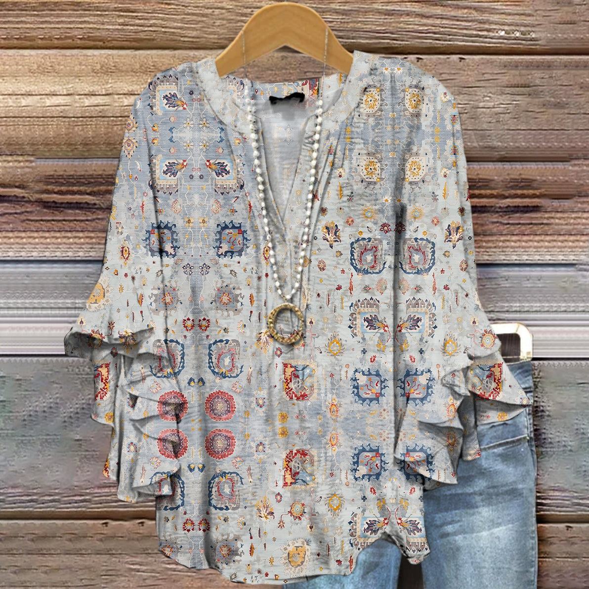 Women's Ethnic Style Tattoo Pattern Art Printed Cotton and Linen Casua