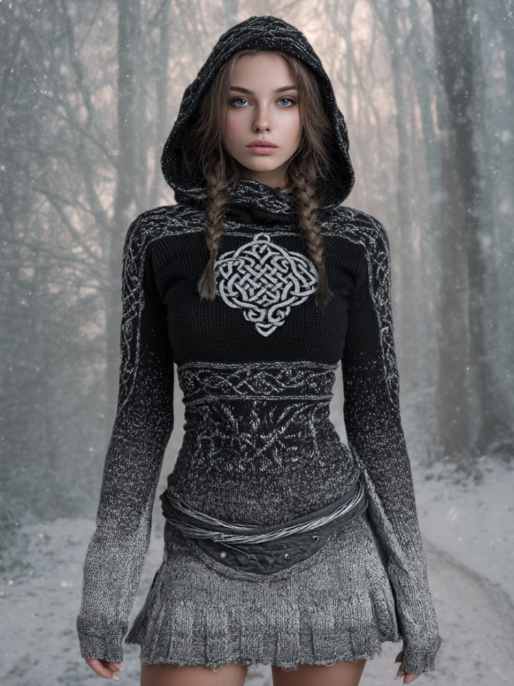 Viking Style Celtic Knot Gradually Changing Color Warm Dress artswardrobe