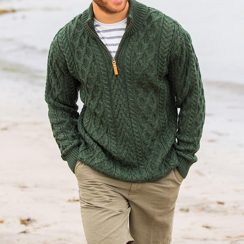 Men's Vintage The Scottish Half-Zip Aran Sweater artswardrobe