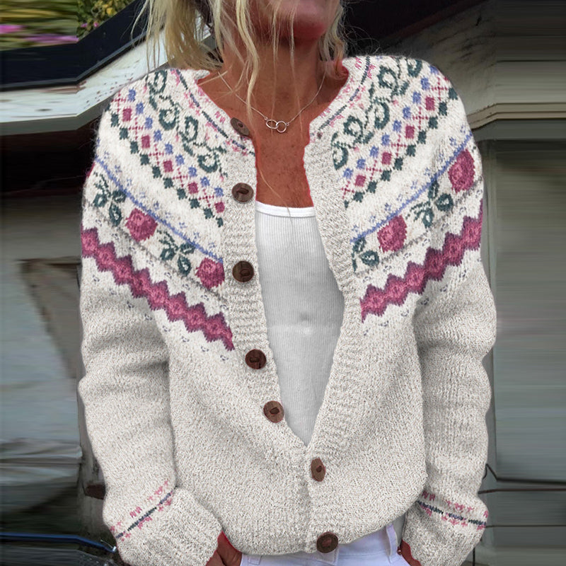 Vintage Fairman Island Floral Art Pattern Cozy Sweater elevenforest