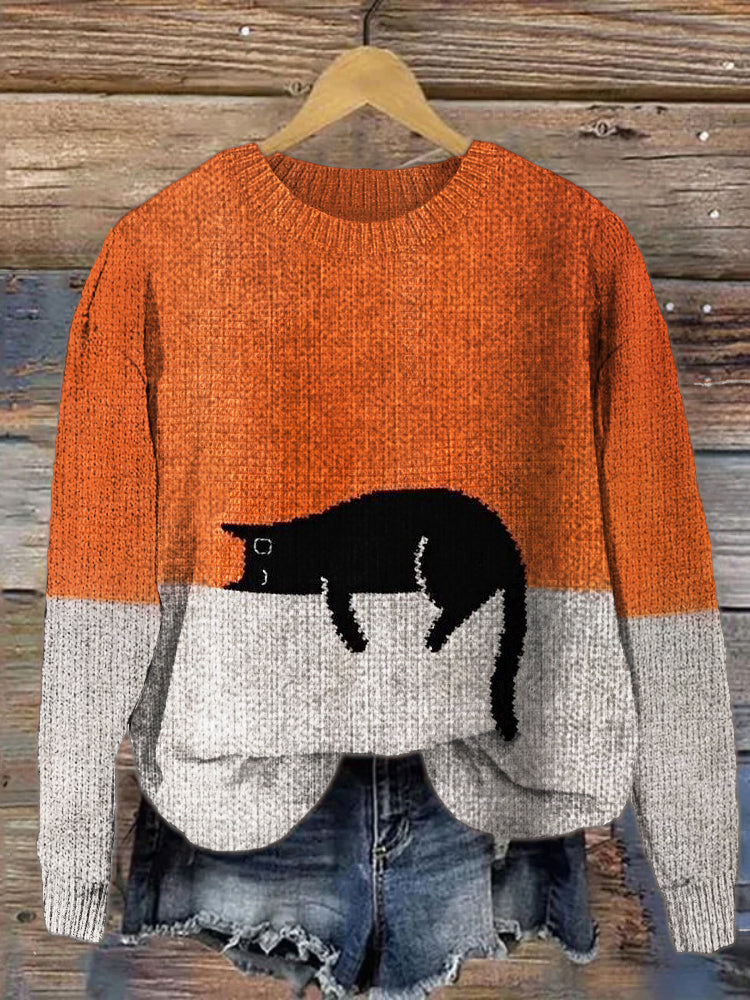 Lazy Cat Knit Cozy Sweater artswardrobe