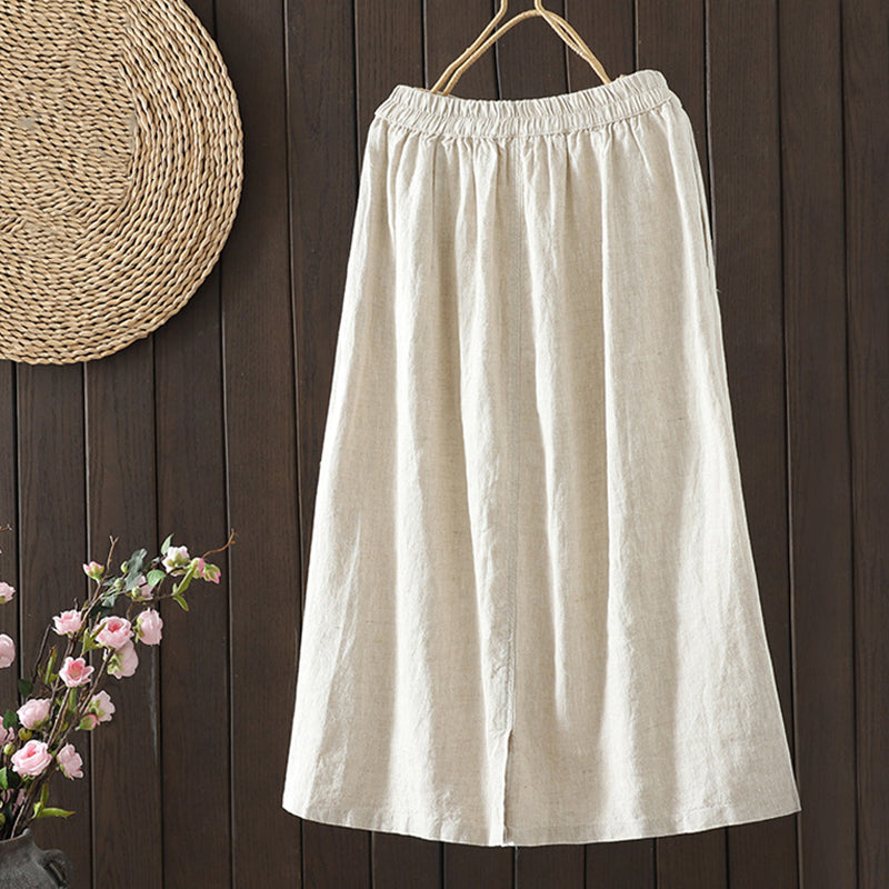 Women's Elegant Simple Linen Blend Skirt artswardrobe