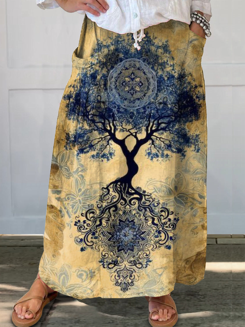 Women's Art Painting Ethnic Tree of Life Retro Art Print Skirt