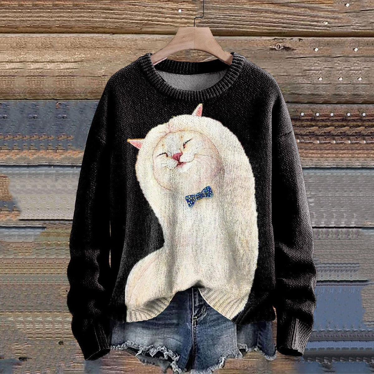 Cute Cat Cozy Knit Sweater elevenforest
