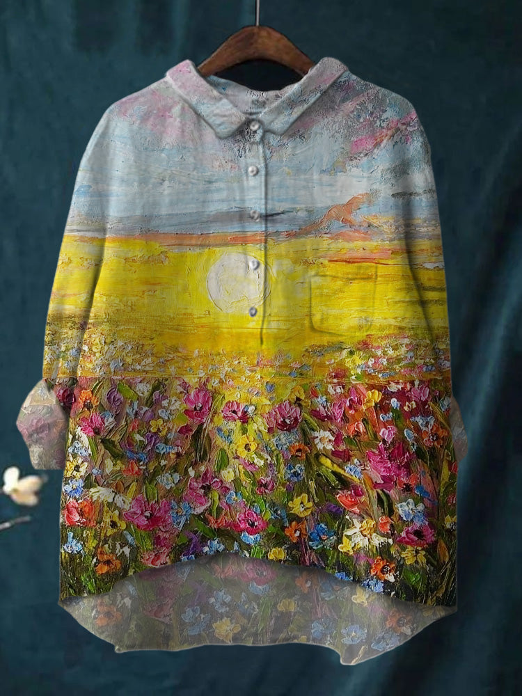 Women's Colorful Oil Painting Print Shirt