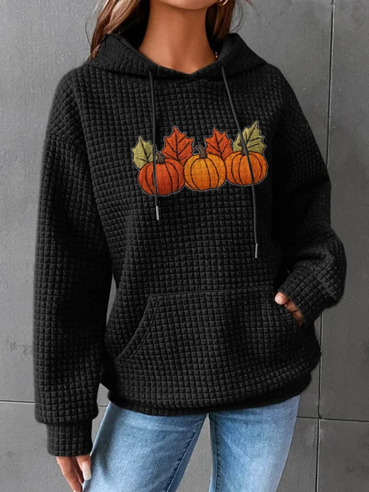 Women's Fall Pumpkin Check Hoodie artswardrobe