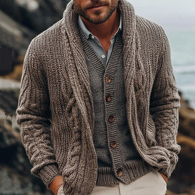 Men's Vintage Thick Needle Knitted Cardigan artswardrobe