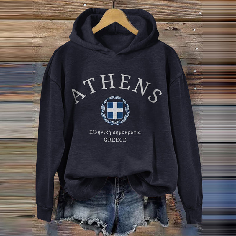Comstylish Athens Greece Print Casual Hoodie