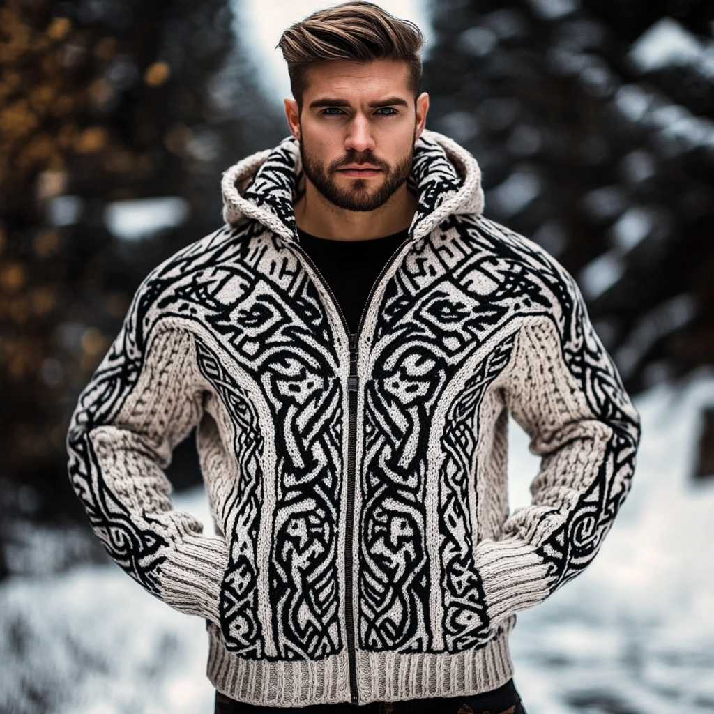 Men's Viking Kyle Style Extra Thick Hooded Zip-up Sweater artswardrobe