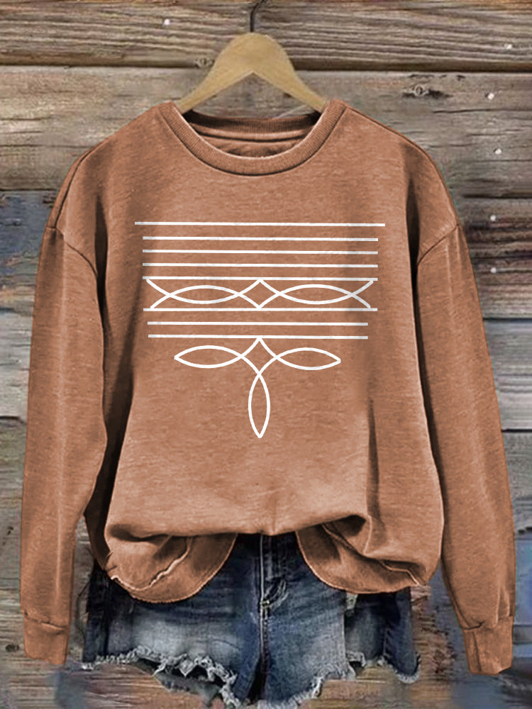 Comstylish Western Boot Stitch Design Print Vintage Sweatshirt