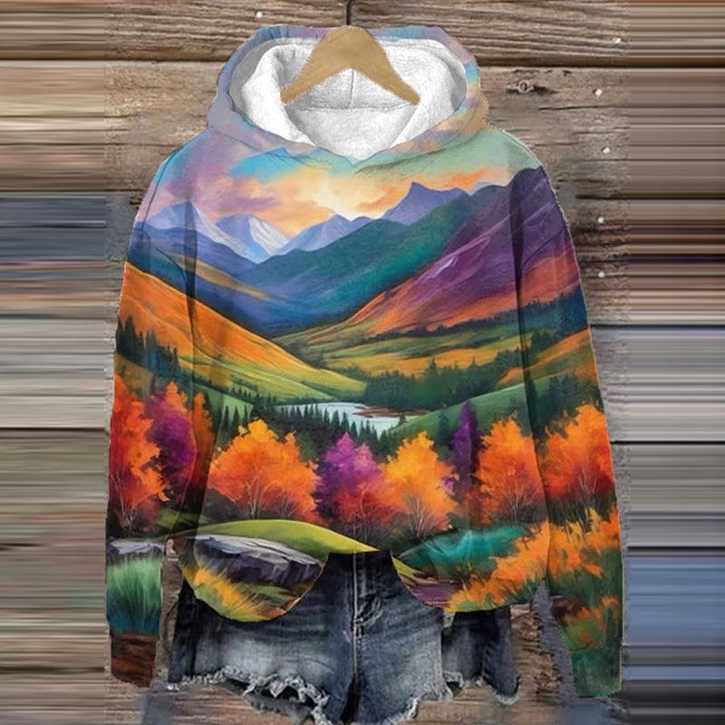 Comstylish Women's Appalachian Mountains Nc Watercolor Art Print Hooded Sweatshirt
