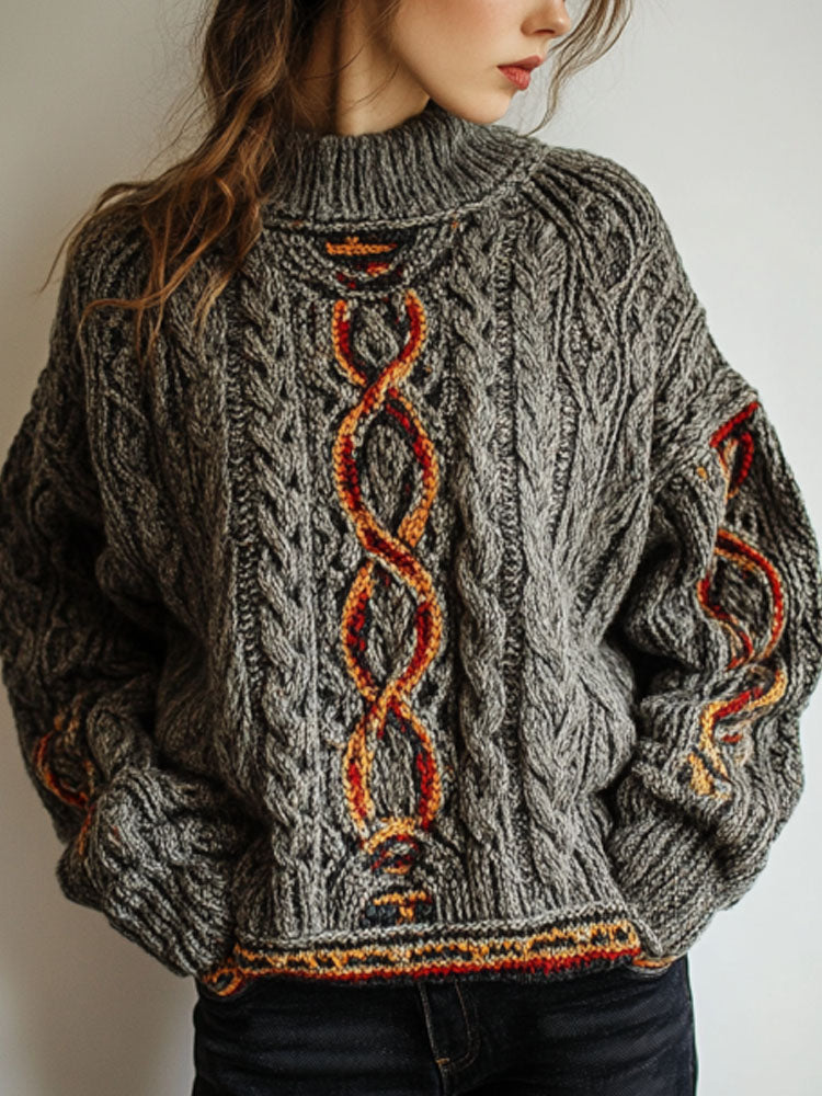 Irish Celtic Knot Knitted Retro Chunky Cozy Sweater artswardrobe